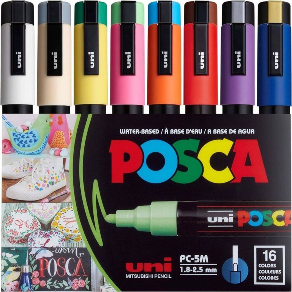 POSCA PC-5M Medium Point Water-Based Paint Markers (16pk) - Assorted